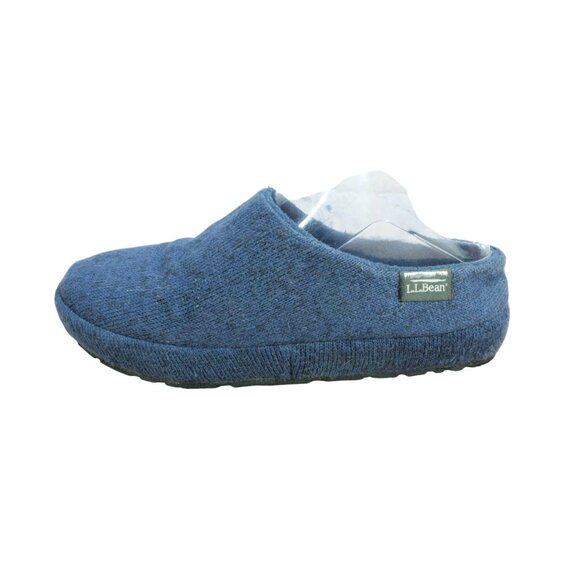 LL Bean Women’s Size 6 M Blue Knit Sweater Fleece Slippers Slip-On Cozy Scuff - Picture 1 of 9